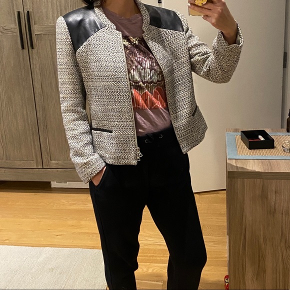 Barneys New York CO-OP Jackets & Blazers - Tweed and Leather Jacket